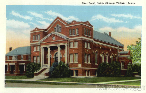 Victoria,TX First Presbyterian Church Texas Gulf Coast News Linen Postcard