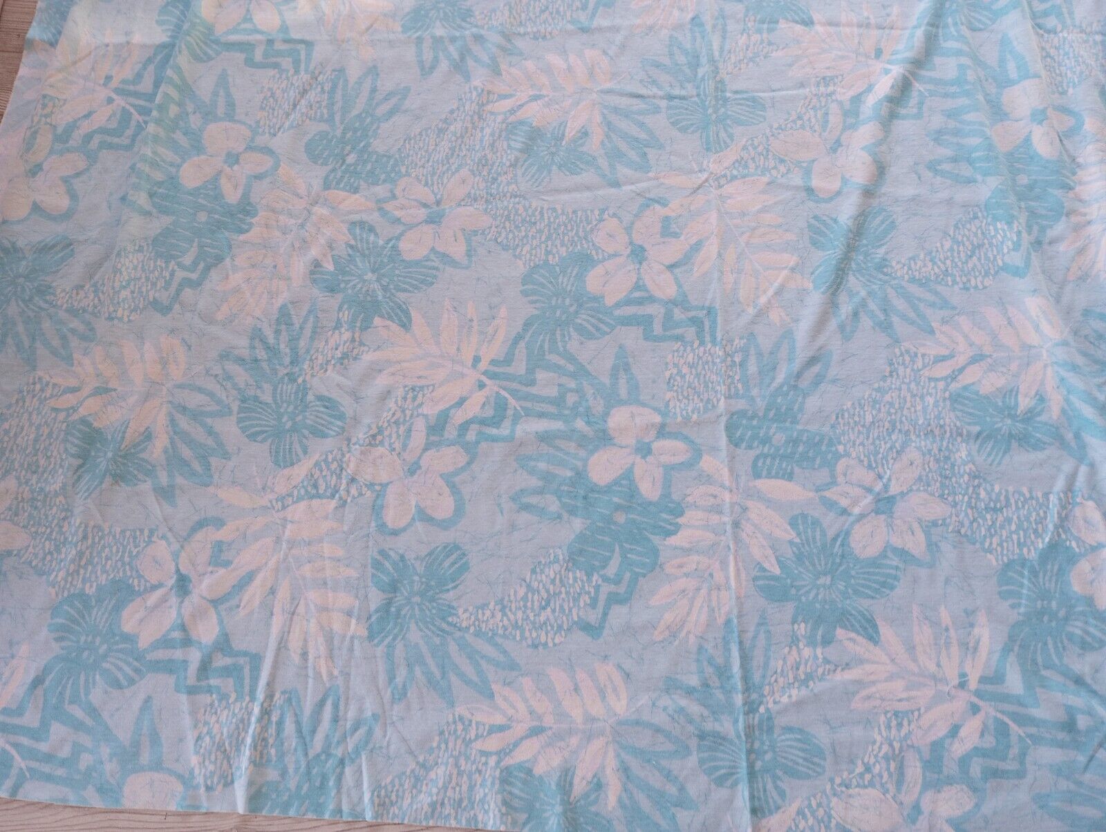 Galey & Lord Vintage Cotton Fabric Teal White Tropical Leaf Design 67x61