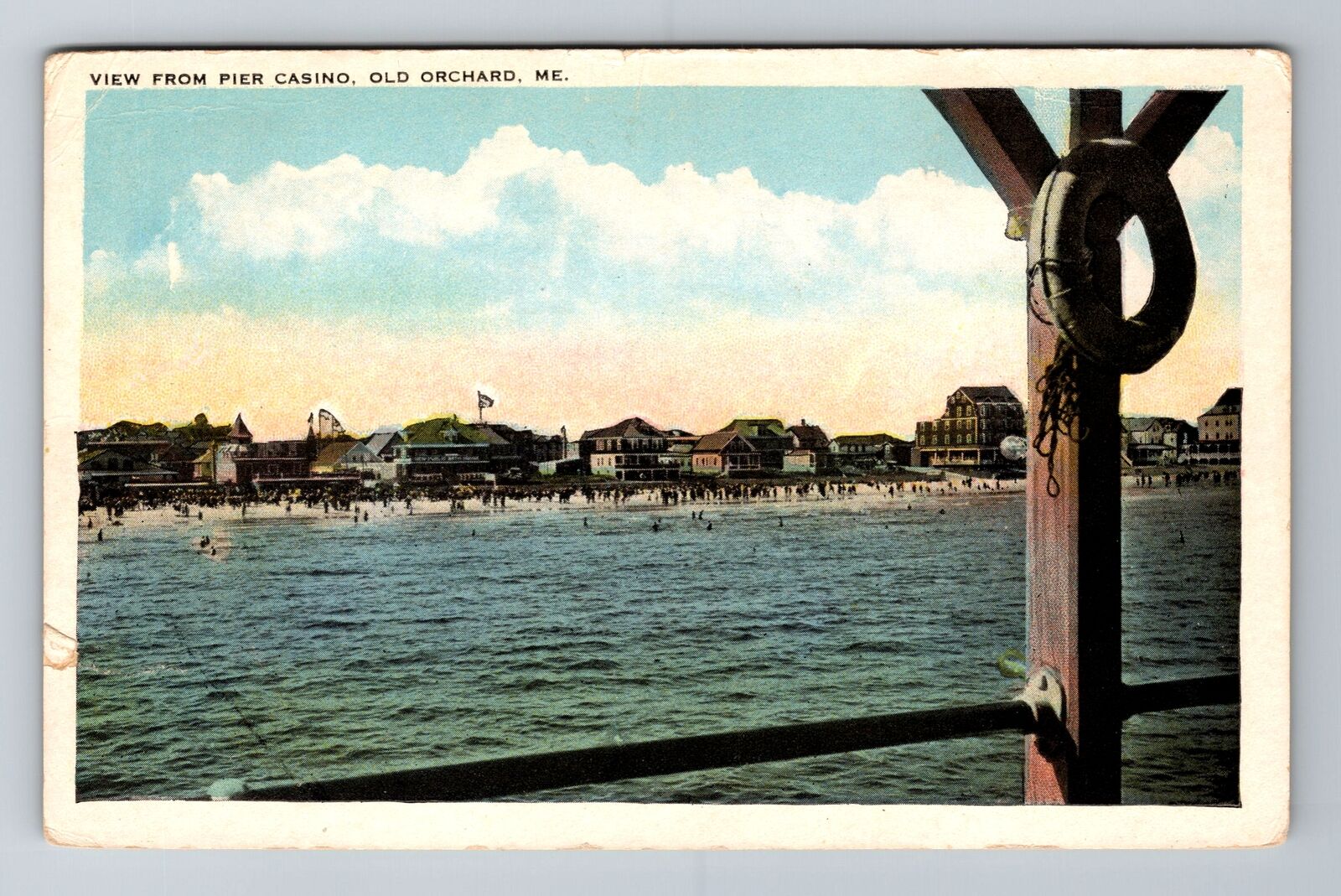 Old Orchard ME-Maine, View From Pier Casino, Antique Vintage Souvenir Postcard