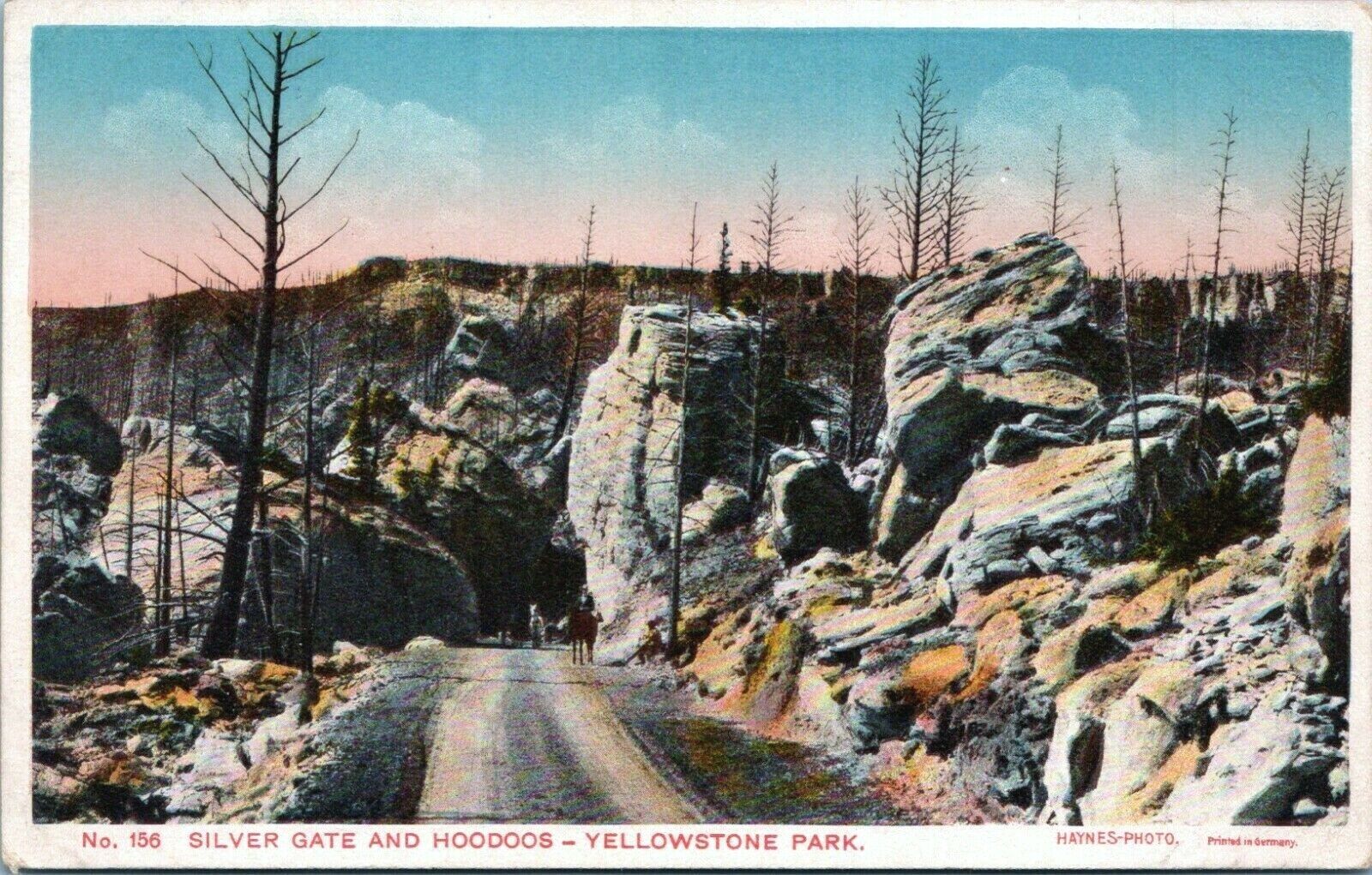 Postcard WY Silver Gate Hoodoos Men Horses Rocks View Yellowstone Park Wyoming