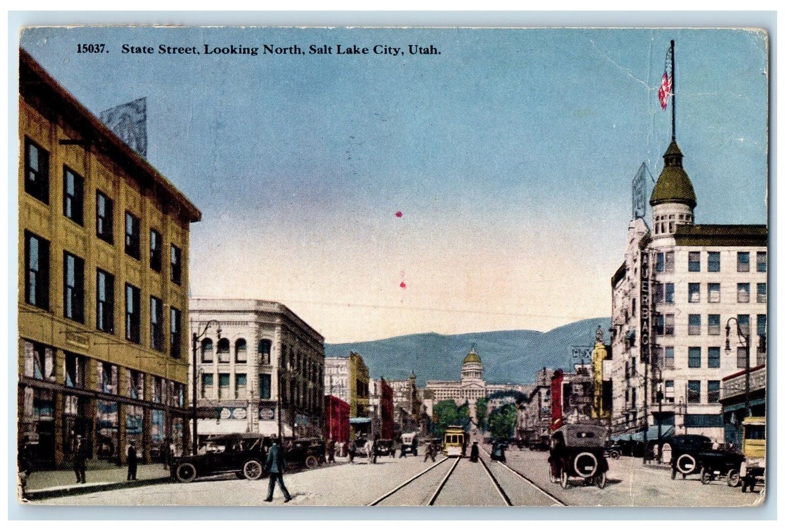 1927 State Streets Looking North Salt Lake City Utah UT Posted Shops Postcard