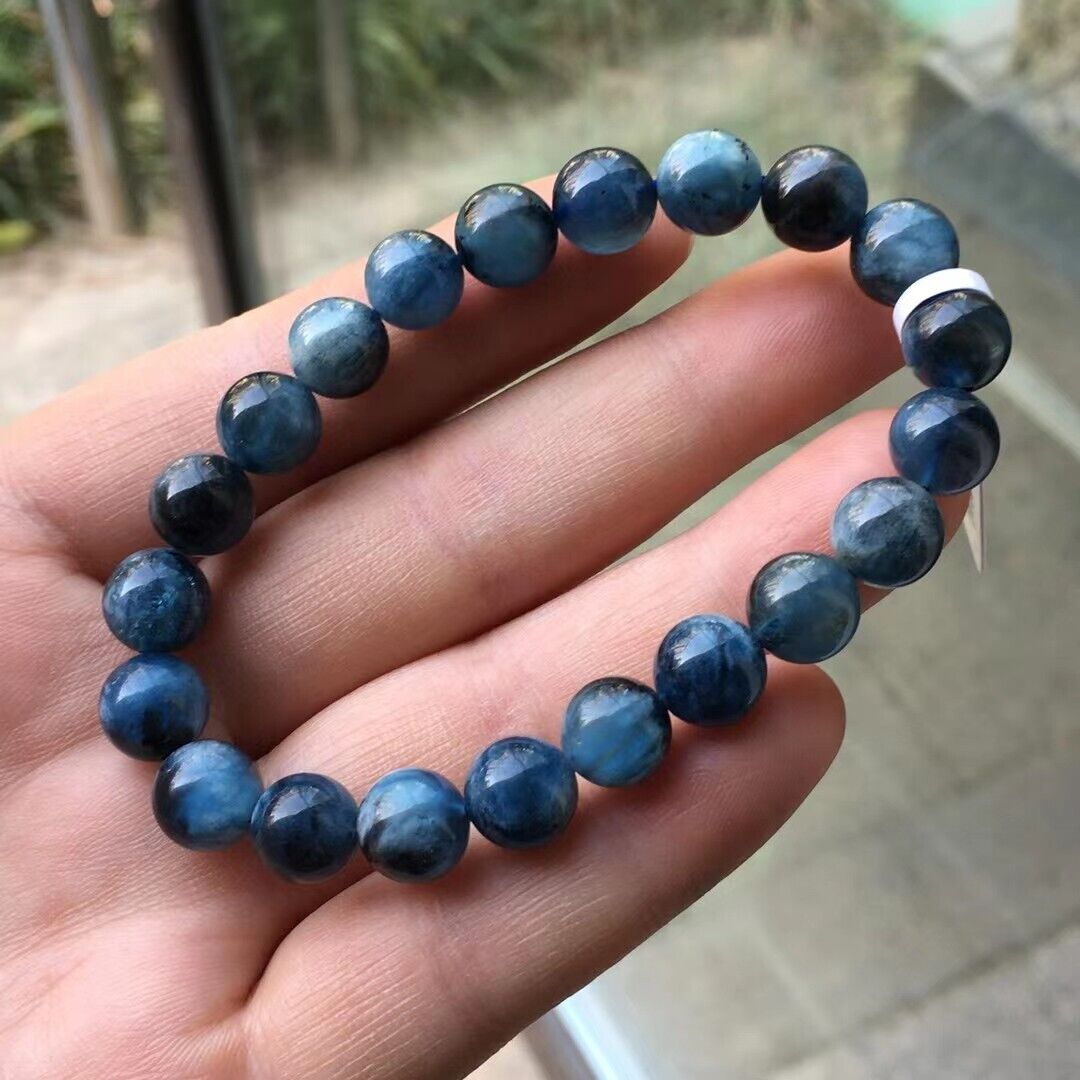 9.2mm Natural Blue Aquamarine Crystal Gemstone Round Beads Bracelet AAAAA