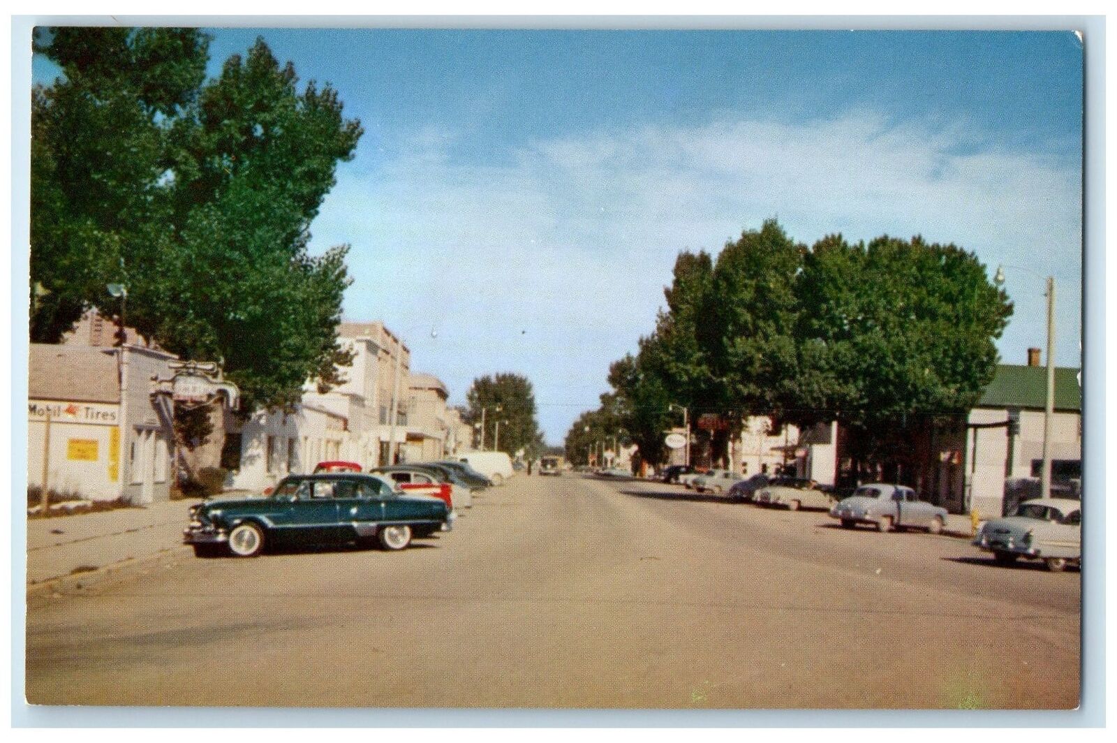 c1960's Street Scene Looking North Choteau Montana MT Unposted Vintage Postcard