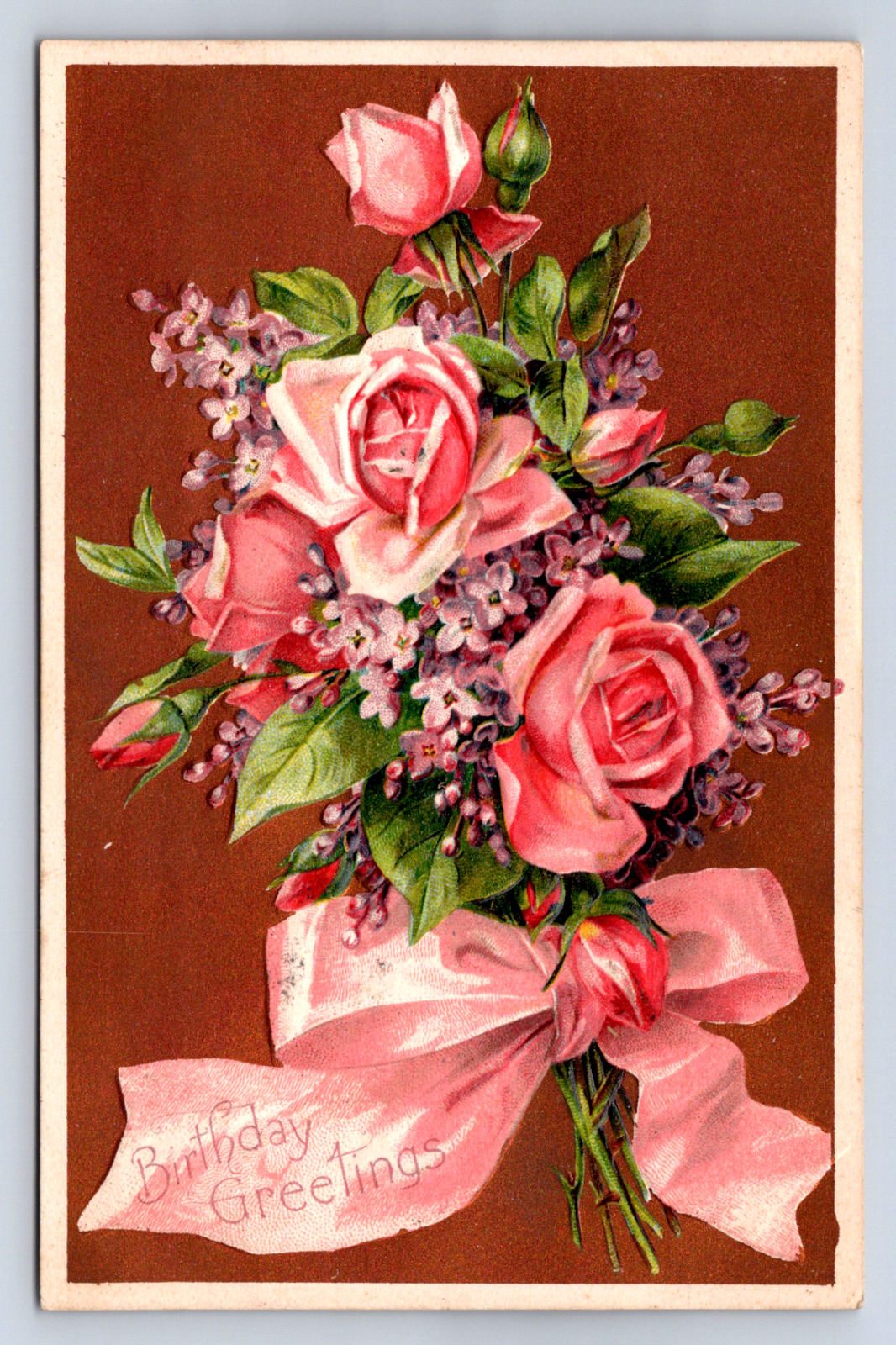 Vintage Postcard Birthday Greetings Floral 1910
