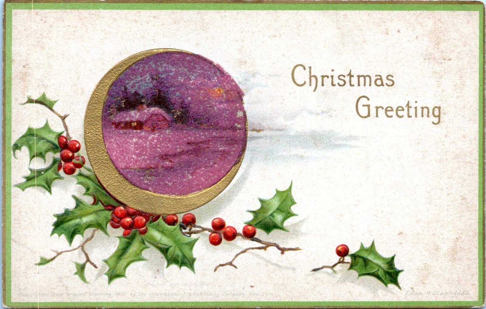 Christmas Greetings Postcard International Art Pub No. 1001 Vintage 1907 KS