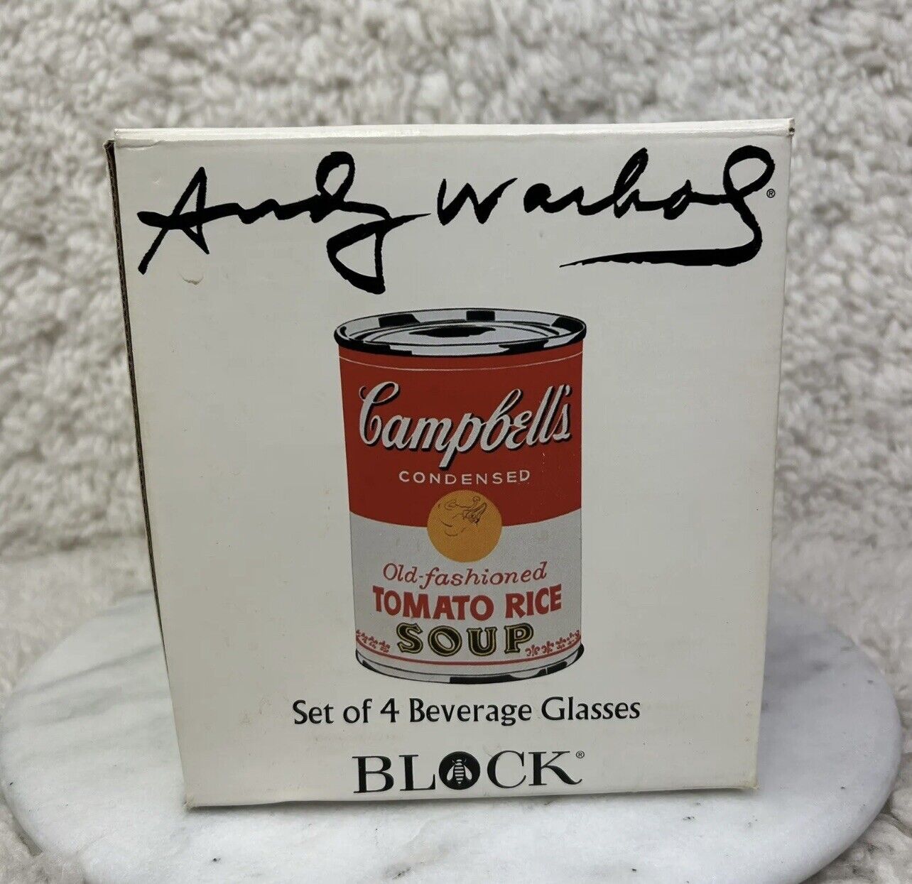 Vintage Andy Warhol Campbell’s Soup Beverage Glasses Set of 4 NEW