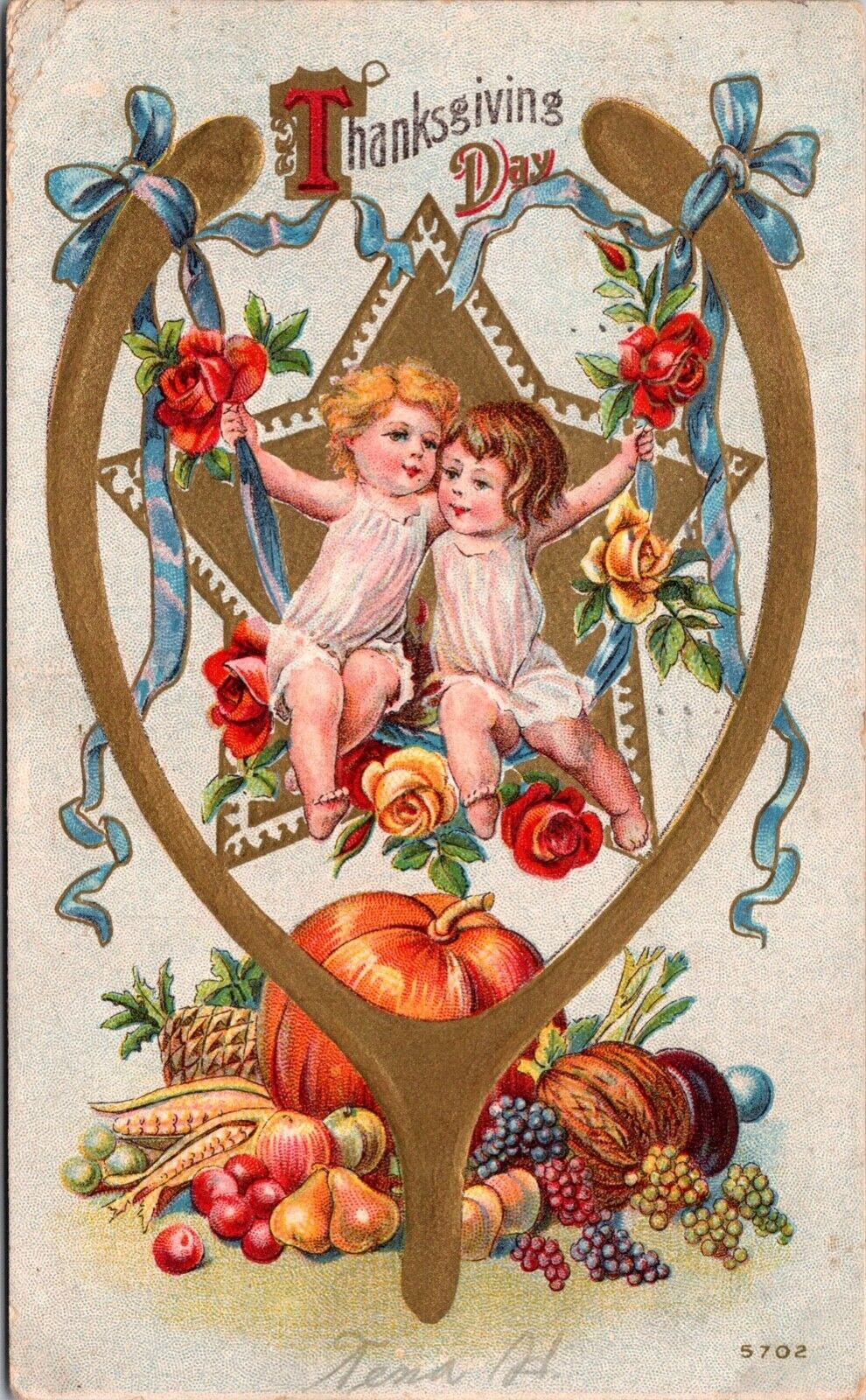 Thanksgiving PC Baby Kids Ribbon Swing Wishbone Star Fruit Roses Pumpkin~4467