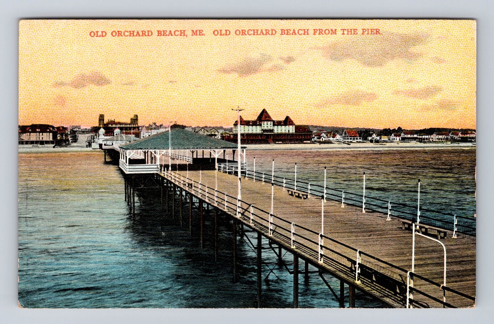 Old Orchard Beach ME-Maine, Old Orchard Beach From The Pier, Vintage Postcard