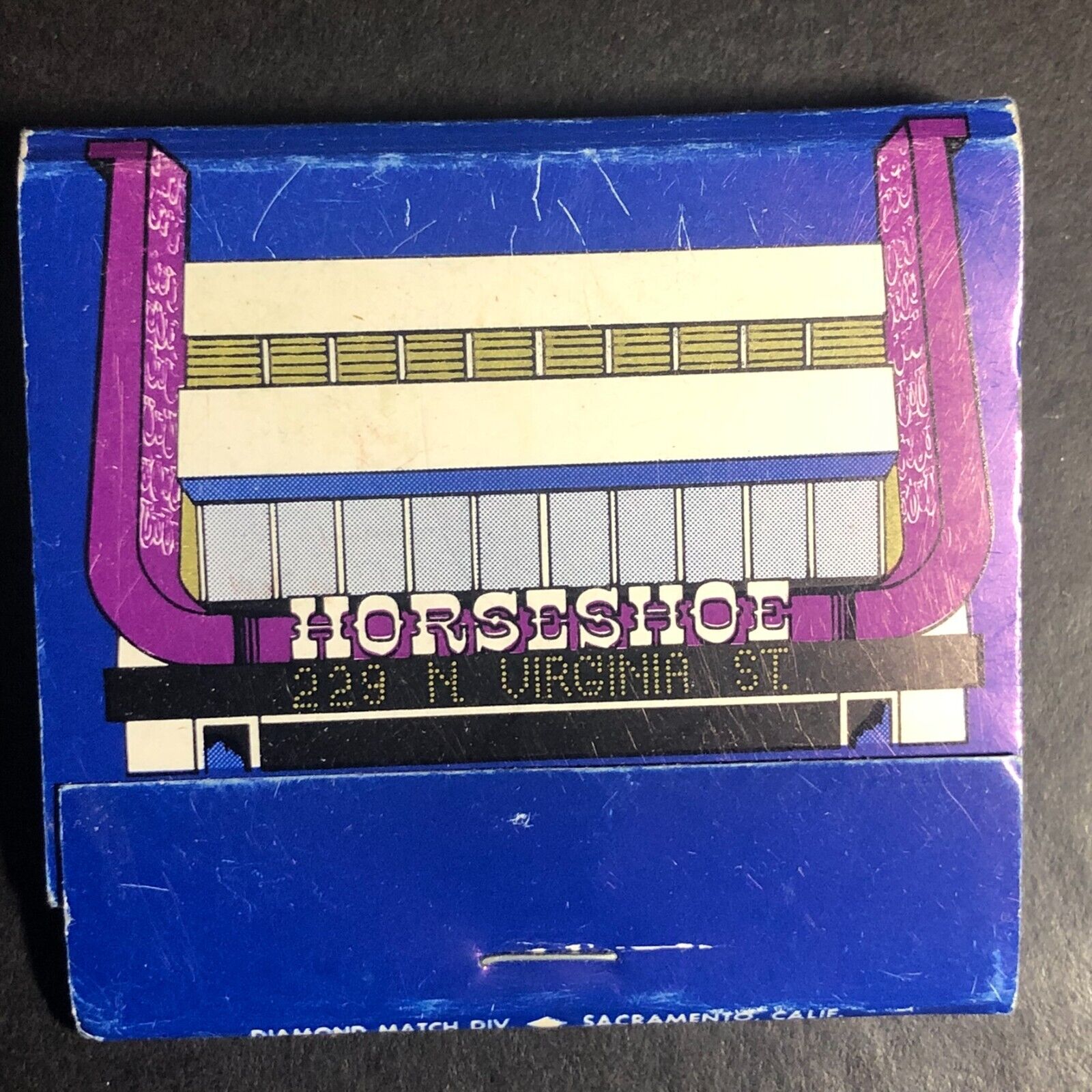 Reno, NV Horseshoe Hotel Casino Slots Keno Black Jack Full Matchbook c1973-80\'s