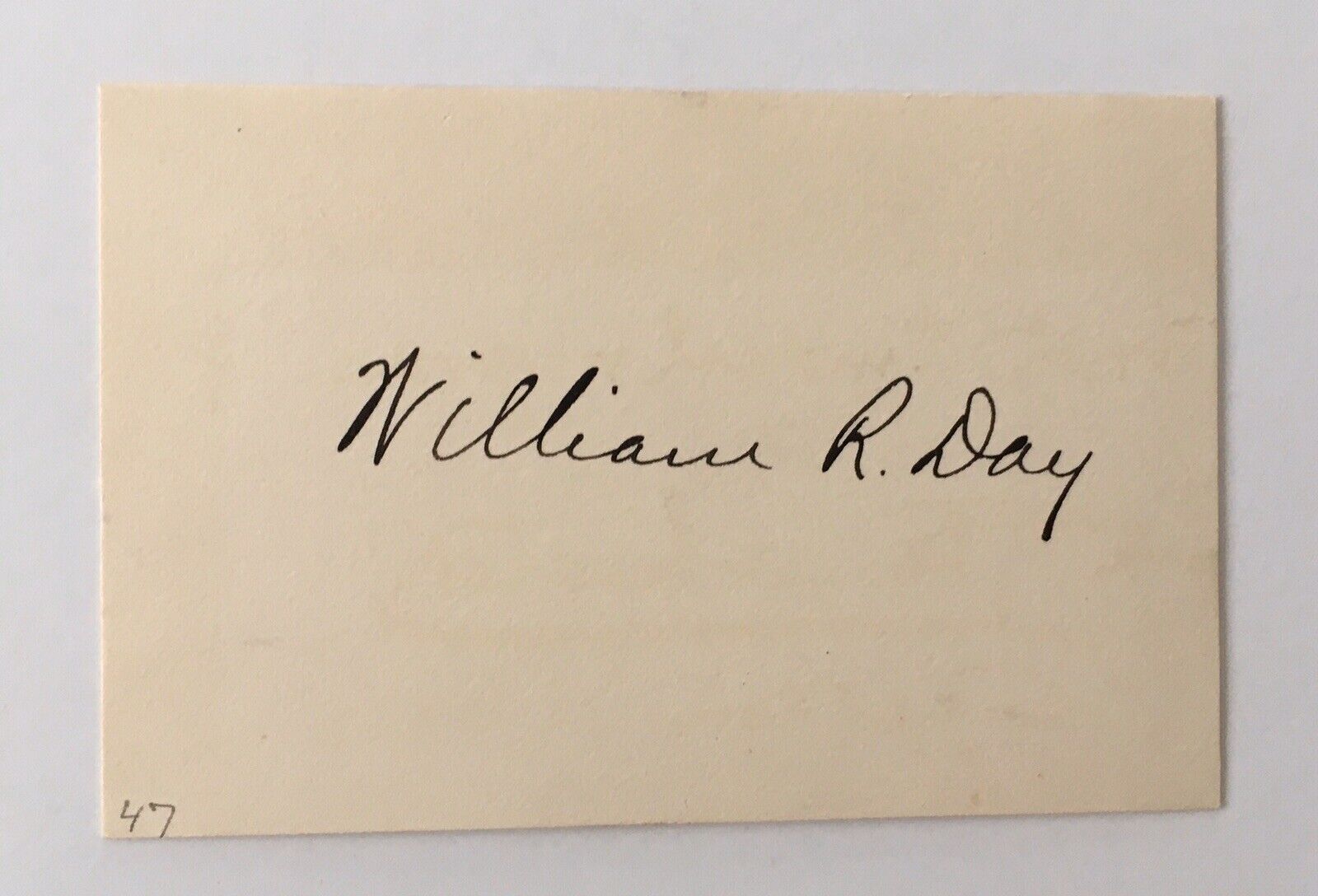 William R. Day Signed Autographed 2.5 X 3.5 Card Full JSA Letter Supreme Court