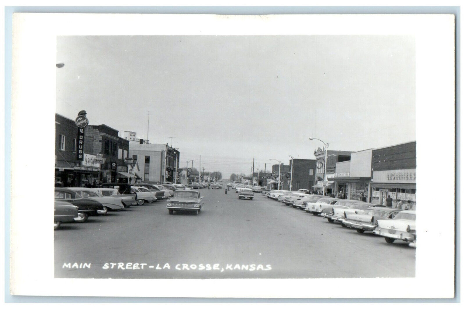 c1960's Main Street La Crosse Kansas KS Vintage Unposted RPPC Photo Postcard