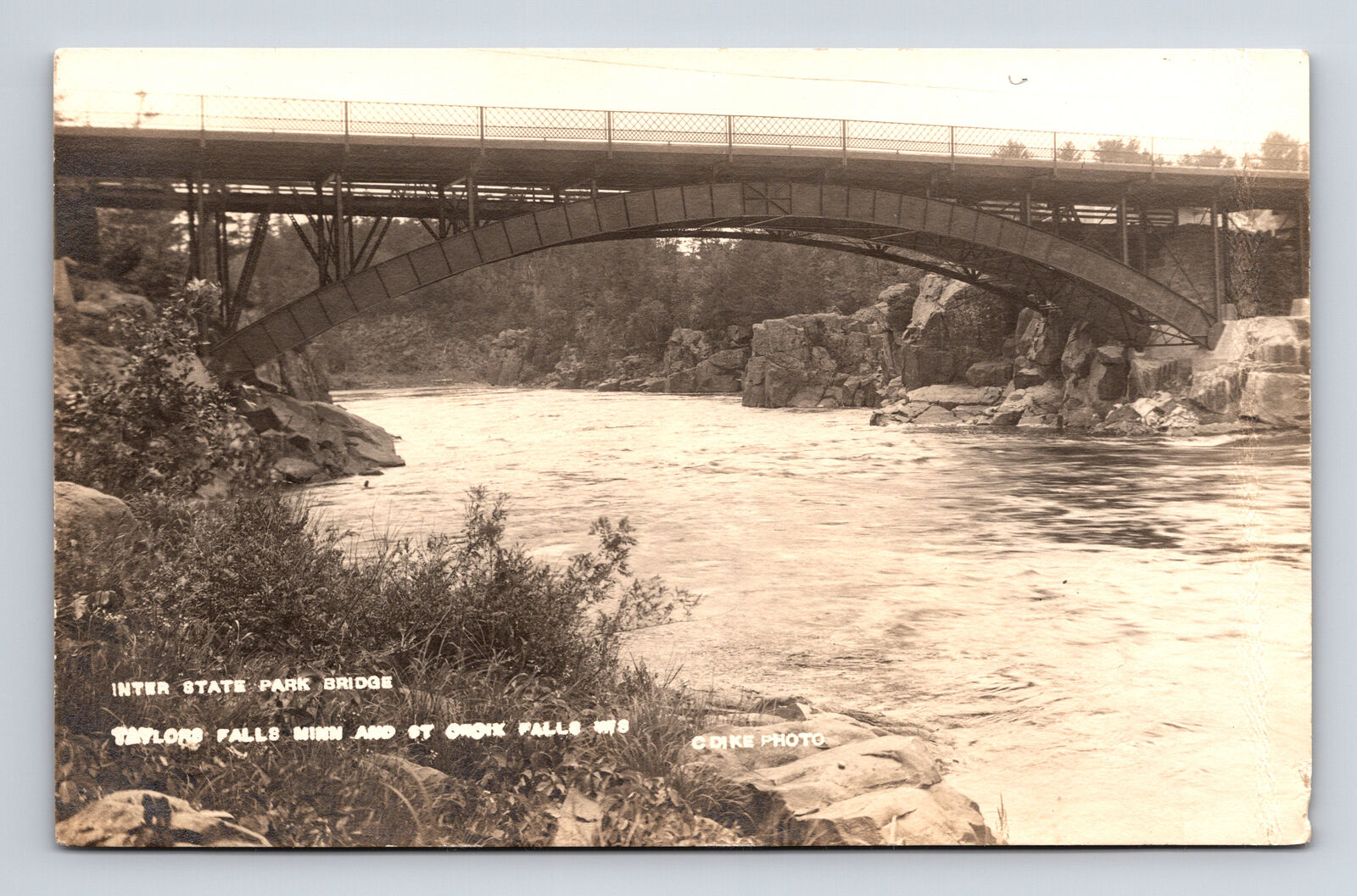RPPC Inter State Park Park Bridge St. Croix Falls Taylors Falls MN Postcard