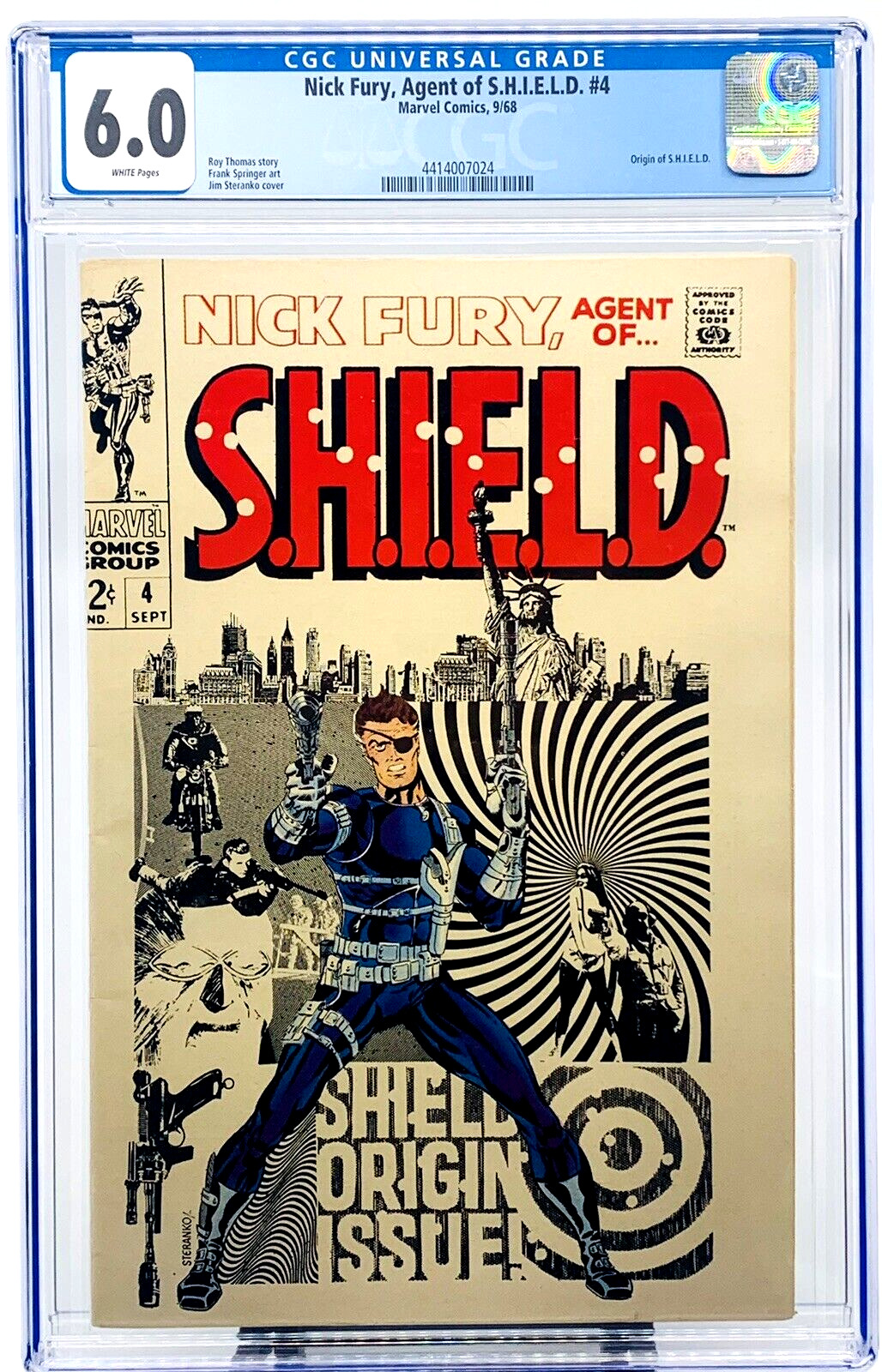 NICK FURY AGENT OF SHIELD #4 CGC 6.0 WHITE PAGE 1968 Steranko GOOD BOOK for CPR