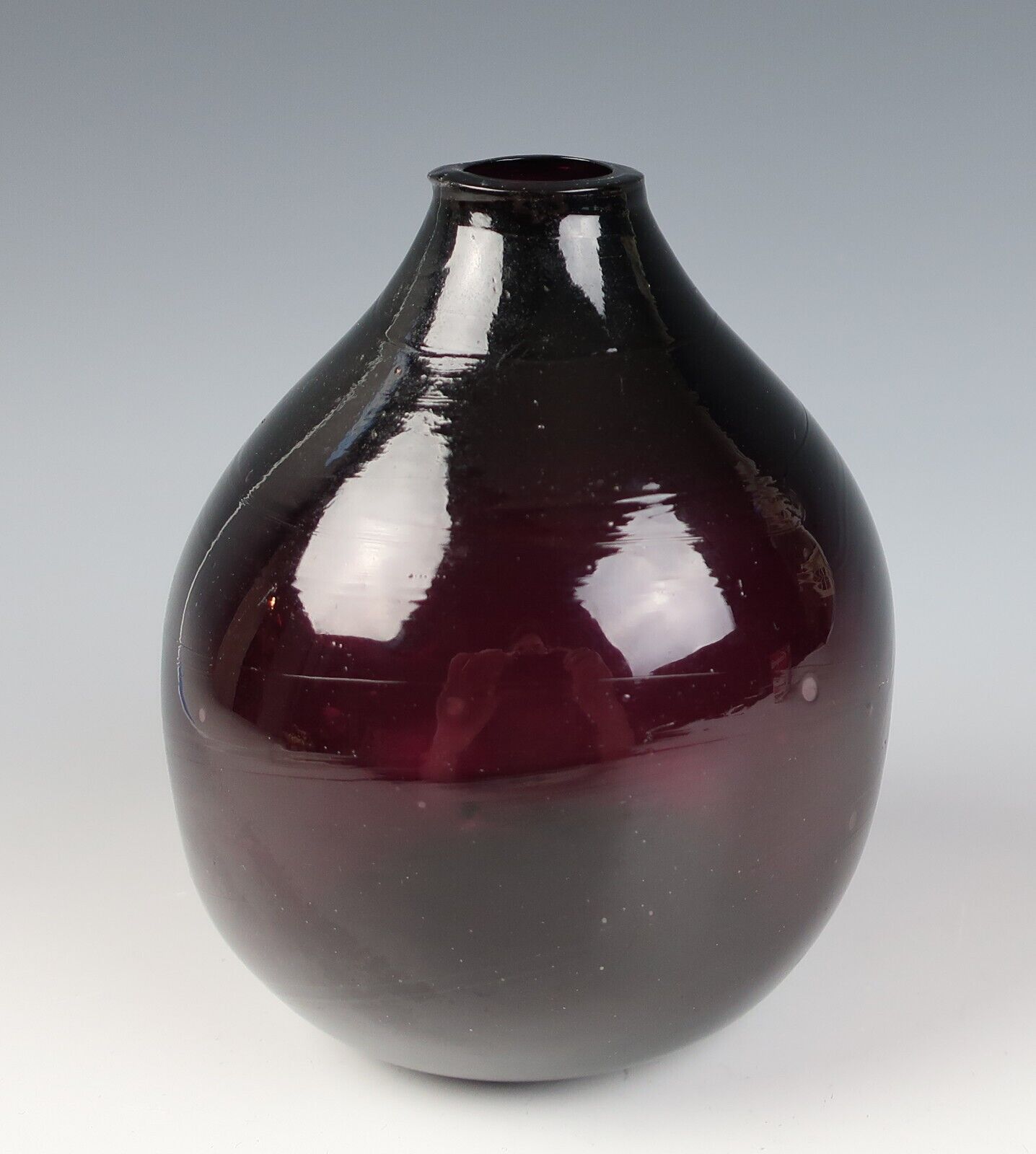 Antique Free Blown Amethyst Glass Bottle Vase Globular Vessel Purple Globe