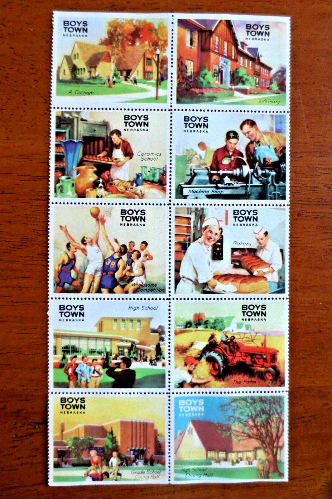 1950s Block of Ten (10) BOYS TOWN Nebraska NE Activities High School Stickers