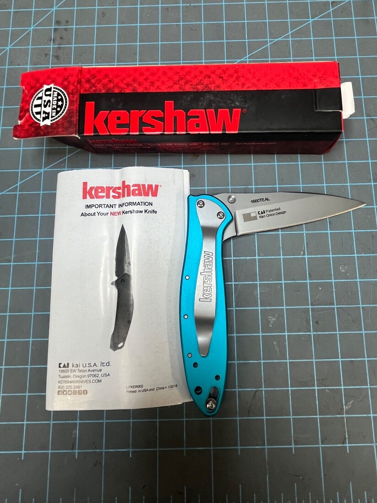1660TEAL Kershaw Leek Pocket Knife plain Blade assisted Teal scale NEW