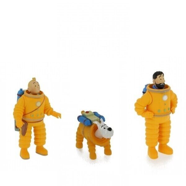 Tintin Capt. Haddock and Snowy set of 3 plastic Lunar astronautes figurines New