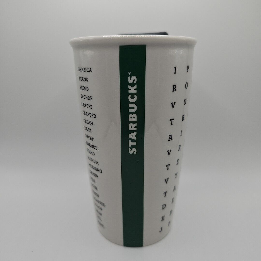 Starbucks Coffee Mug Travel Tumbler Word Search Double Wall Crossword Ceramic