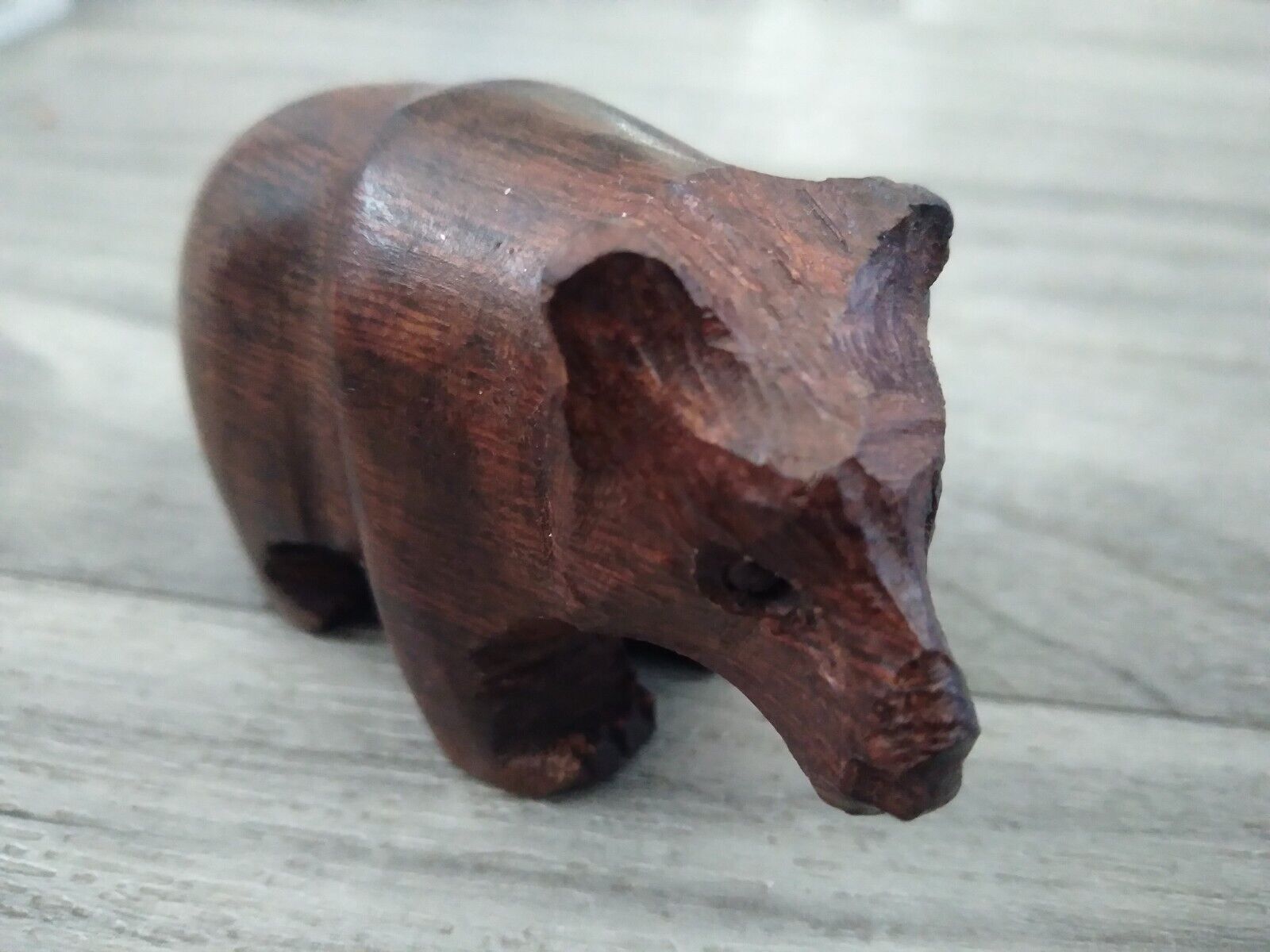 Vintage Miniature Wooden Carved Bear Folk Art