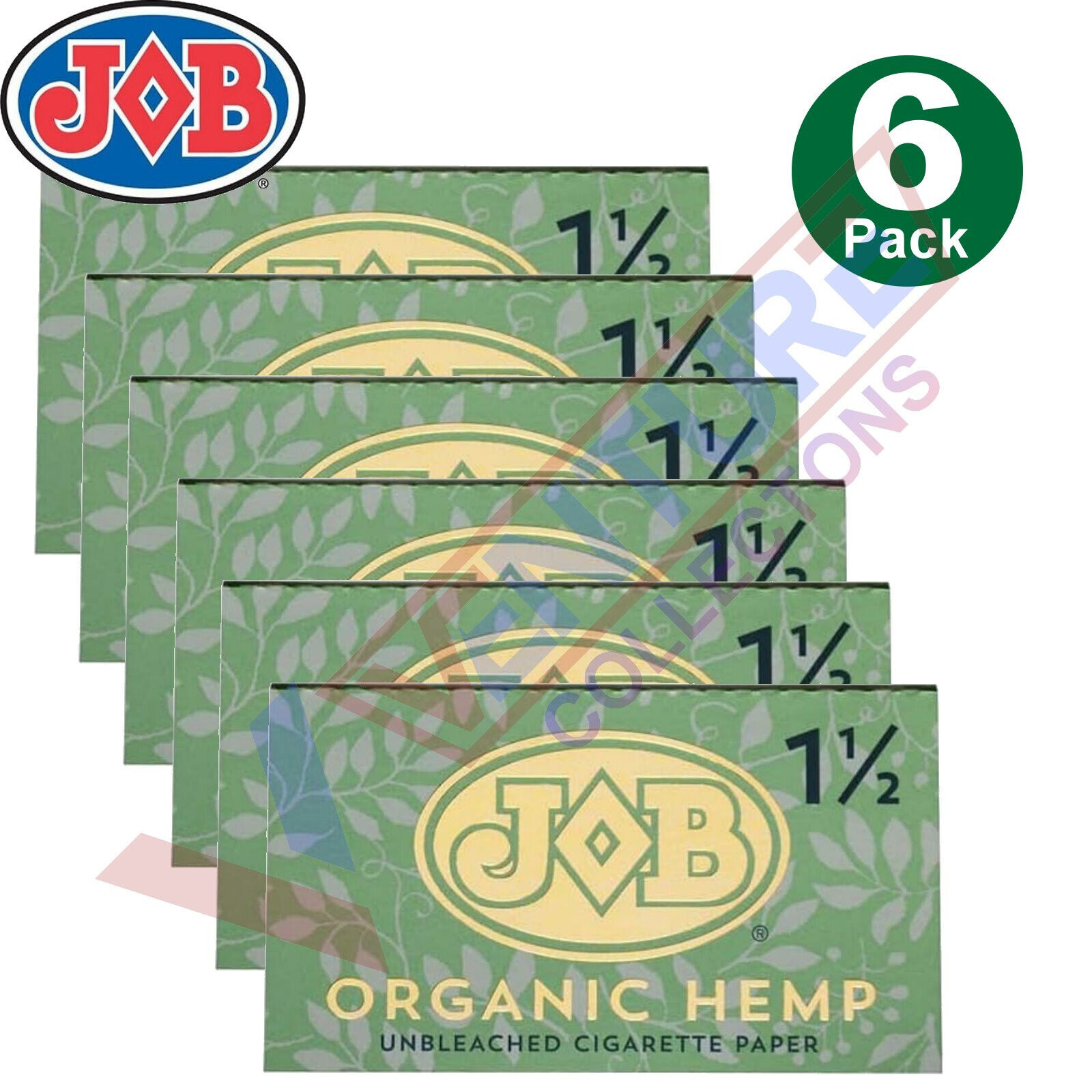 JOB Organic 1 1/2 1.5 Unbleached Rolling Papers 6 Booklet (24 Paper Each)