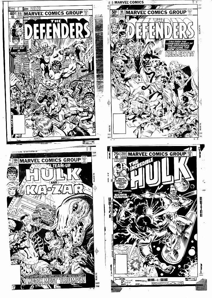 NEW LOT 1 - 1980s Marvel Comics B&W velox advertising cover proofs - group of 4