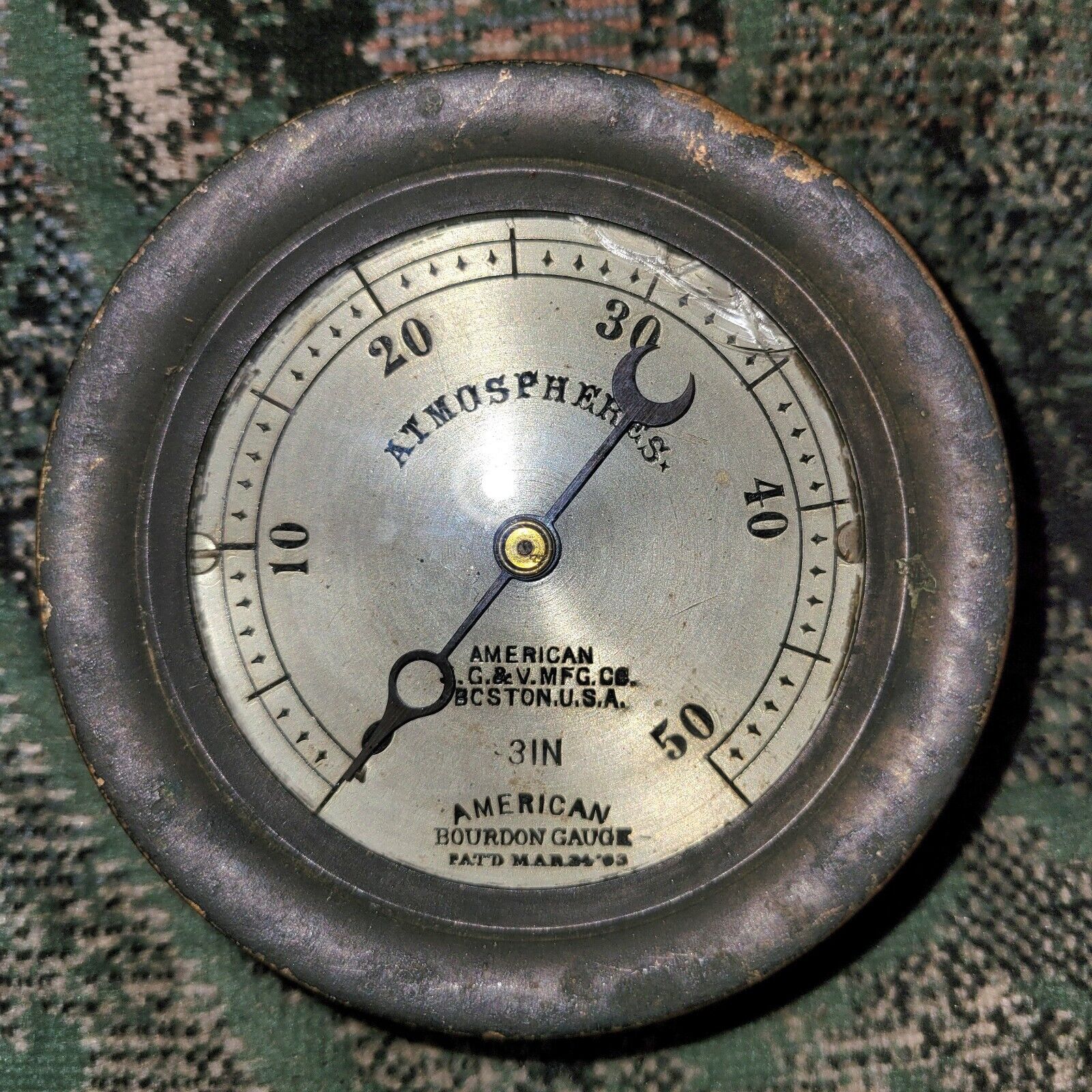 antique brass pressure gauge