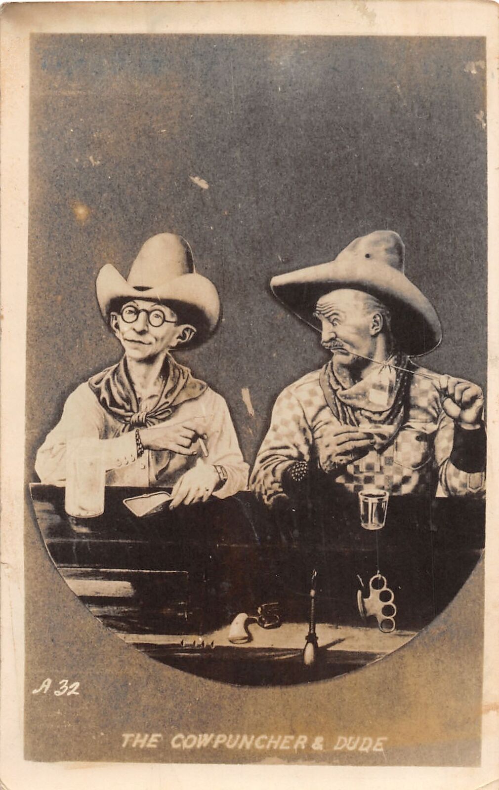 J32/ Monahans Texas RPPC Postcard c40s Comic Cowpuncher Cowboy Dude 232
