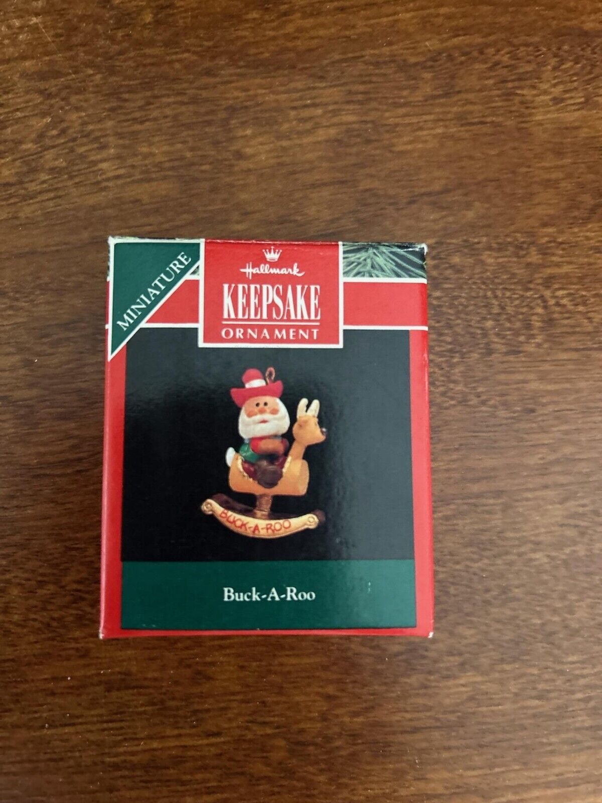 Vtg Hallmark Keepsake Buck-A-Roo Miniature Christmas Ornament 1992 Santa Horse