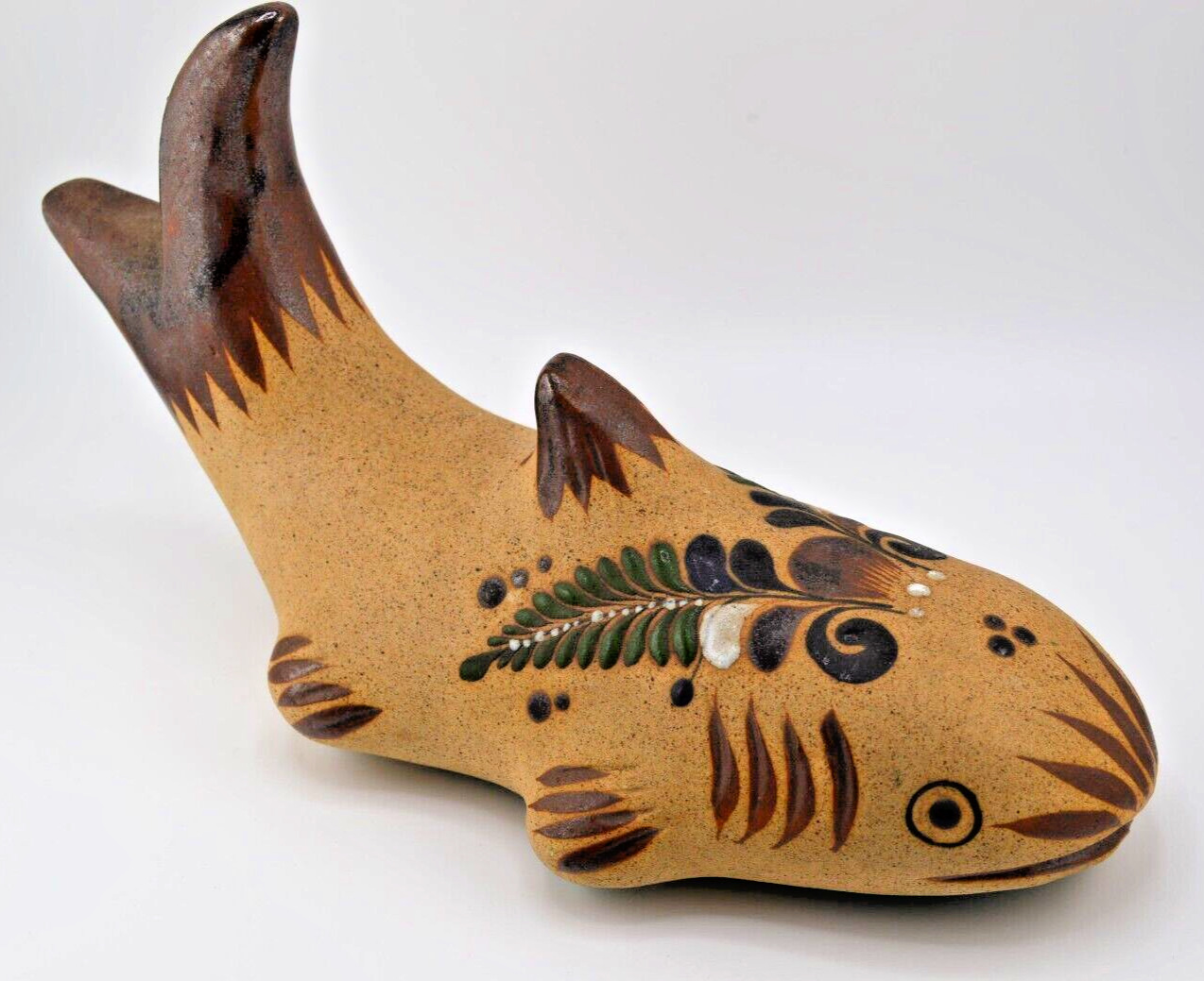 Vintage Tonala Mexican Pottery Fish / Shark - Large Statue Figurine 10\
