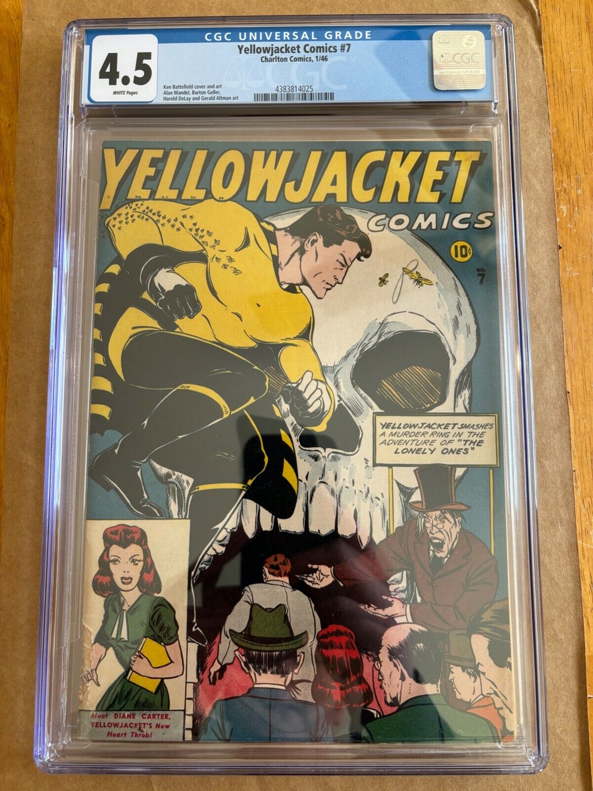 Yellowjacket Comics #7 CGC 4.5 WT 1946 skull cover Charlton pre-code