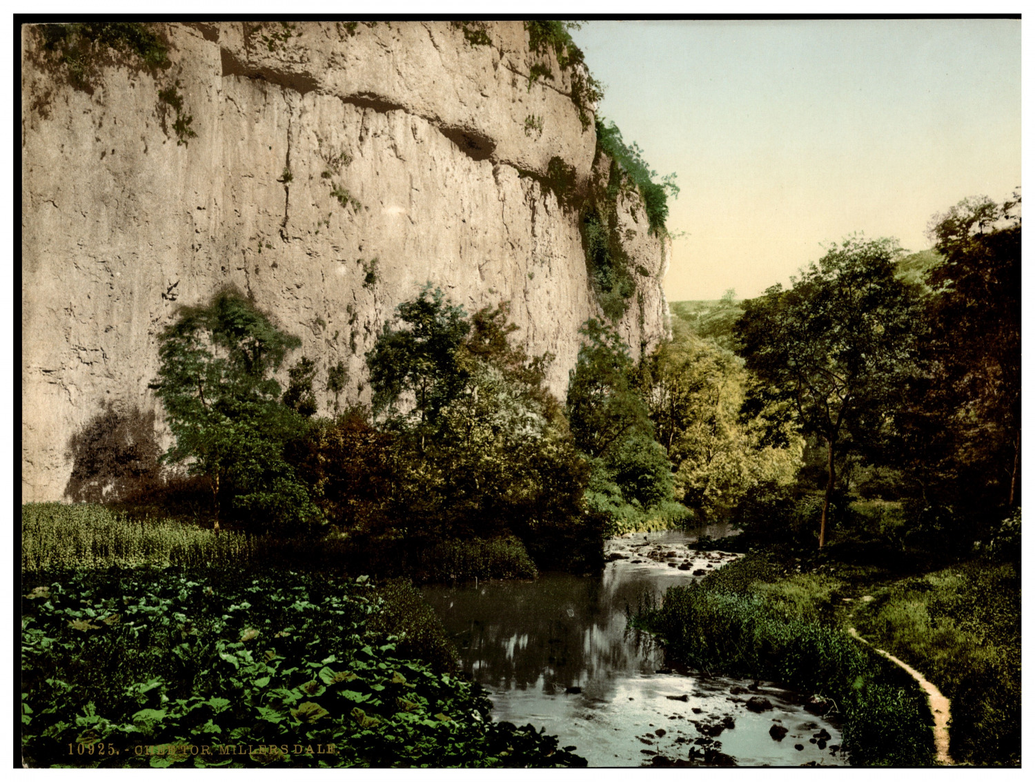 England. Derbyshire. Chee Tor, Miller\'s Dale.  Vintage Photochrome by P.Z, Pho