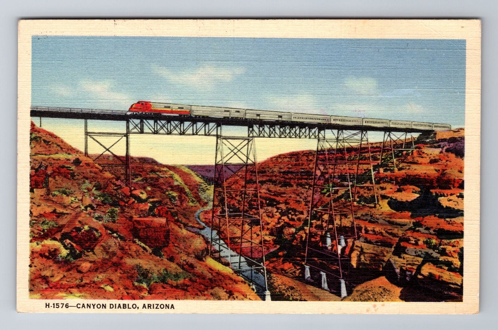 Canyon Diablo AZ- Arizona, View Of Train On Tracks, Vintage c1983 Postcard