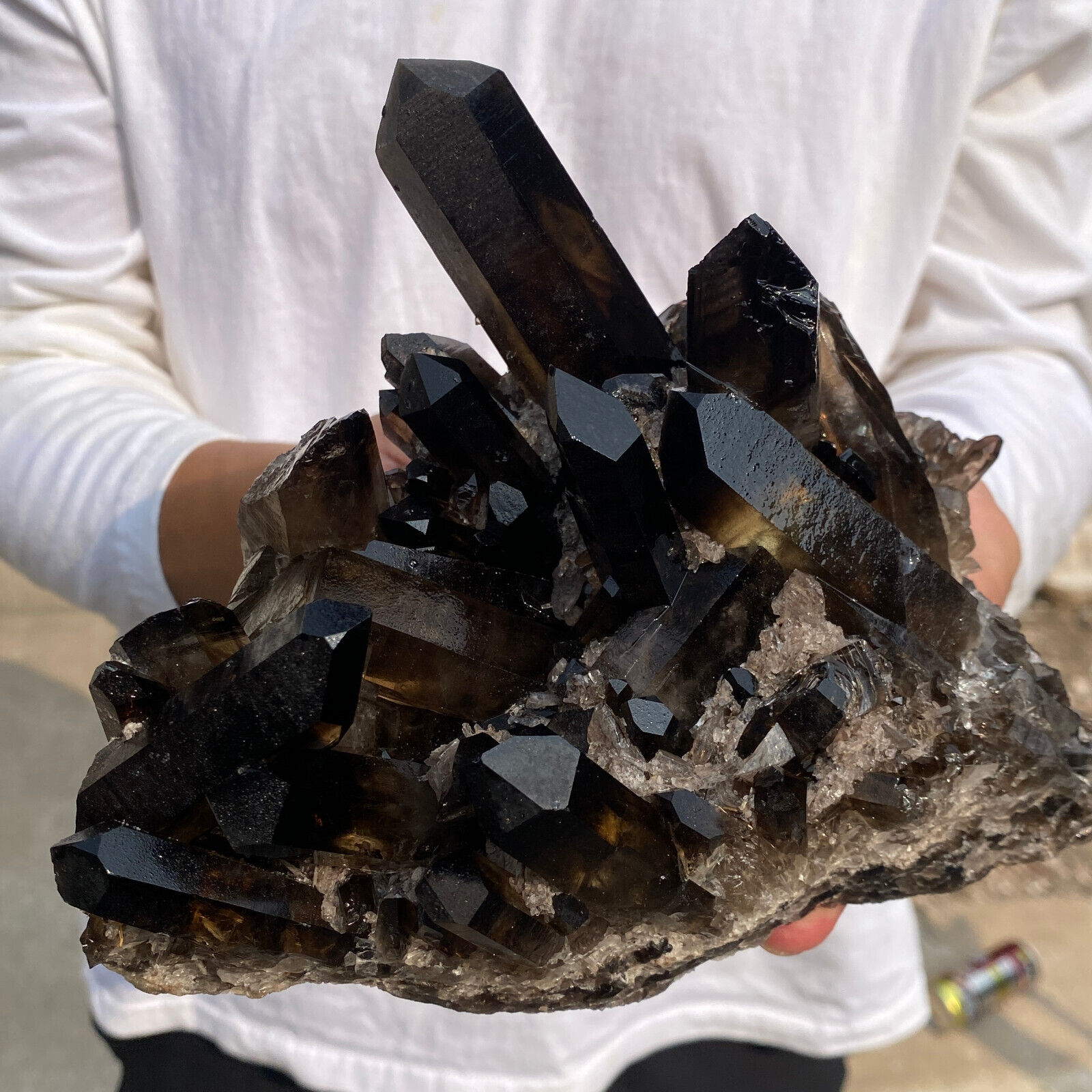 3.3lb Large Natural  Smoky Black Quartz Crystal Cluster Raw Mineral Specimen