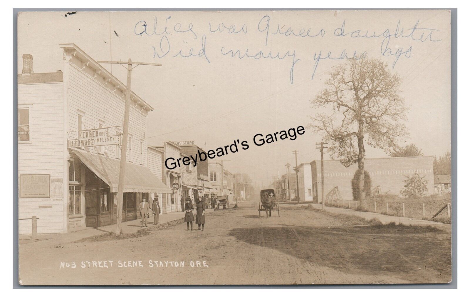 RPPC Street Scene Stores in STAYTON OR Oregon Vintage 1912 Real Photo Postcard