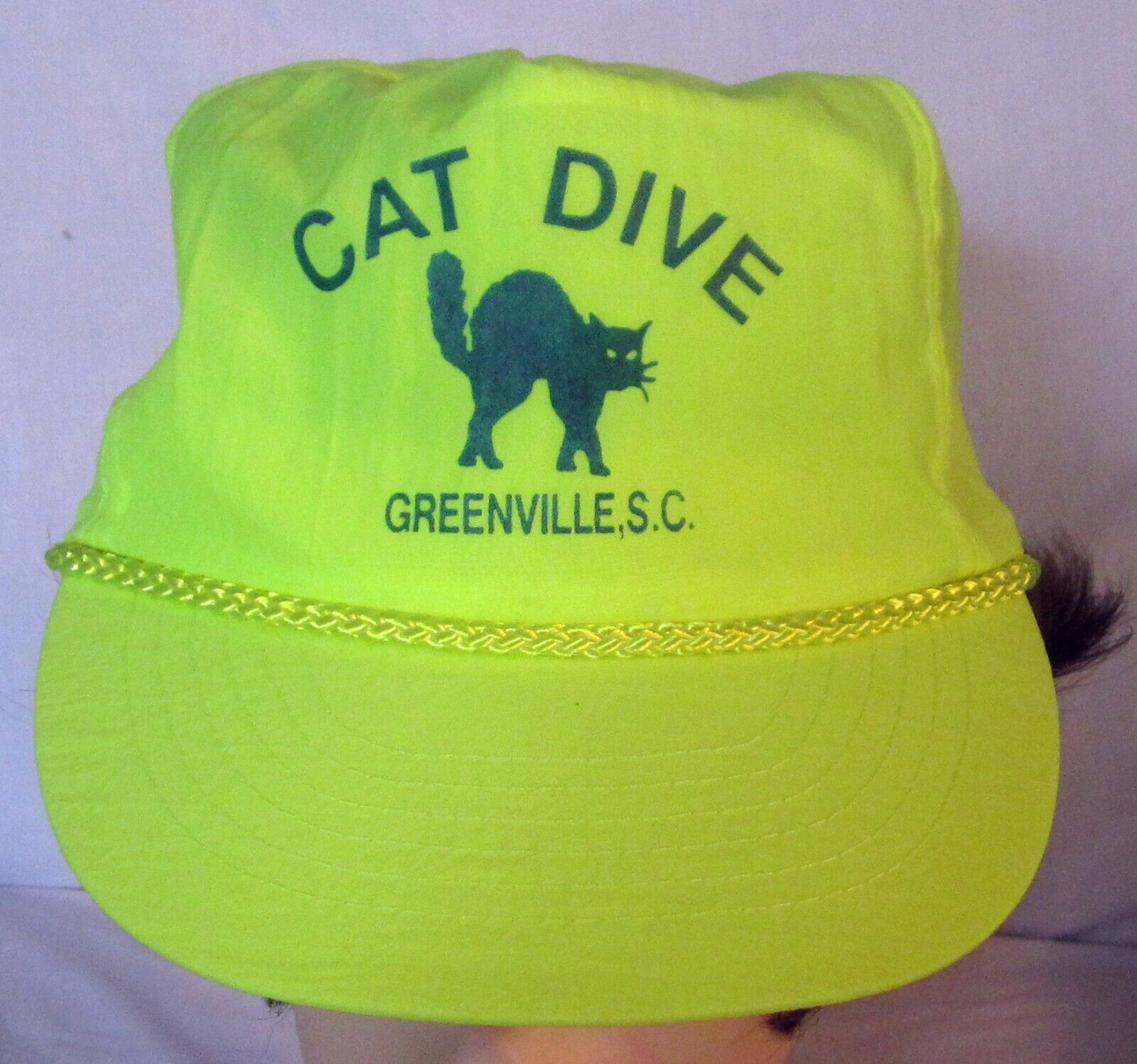 Cat Dive Fall Street Cafe Greenville South Carolina Nylon Ballcap Braided Cord