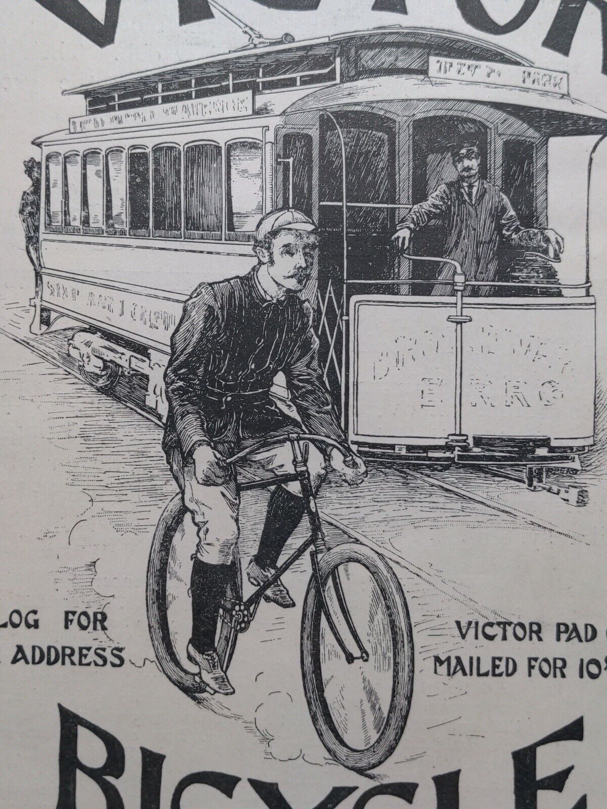Victor Bicycle Trolley Boston Detroit San Fran Victorian Print Ad 1895 1890s D1