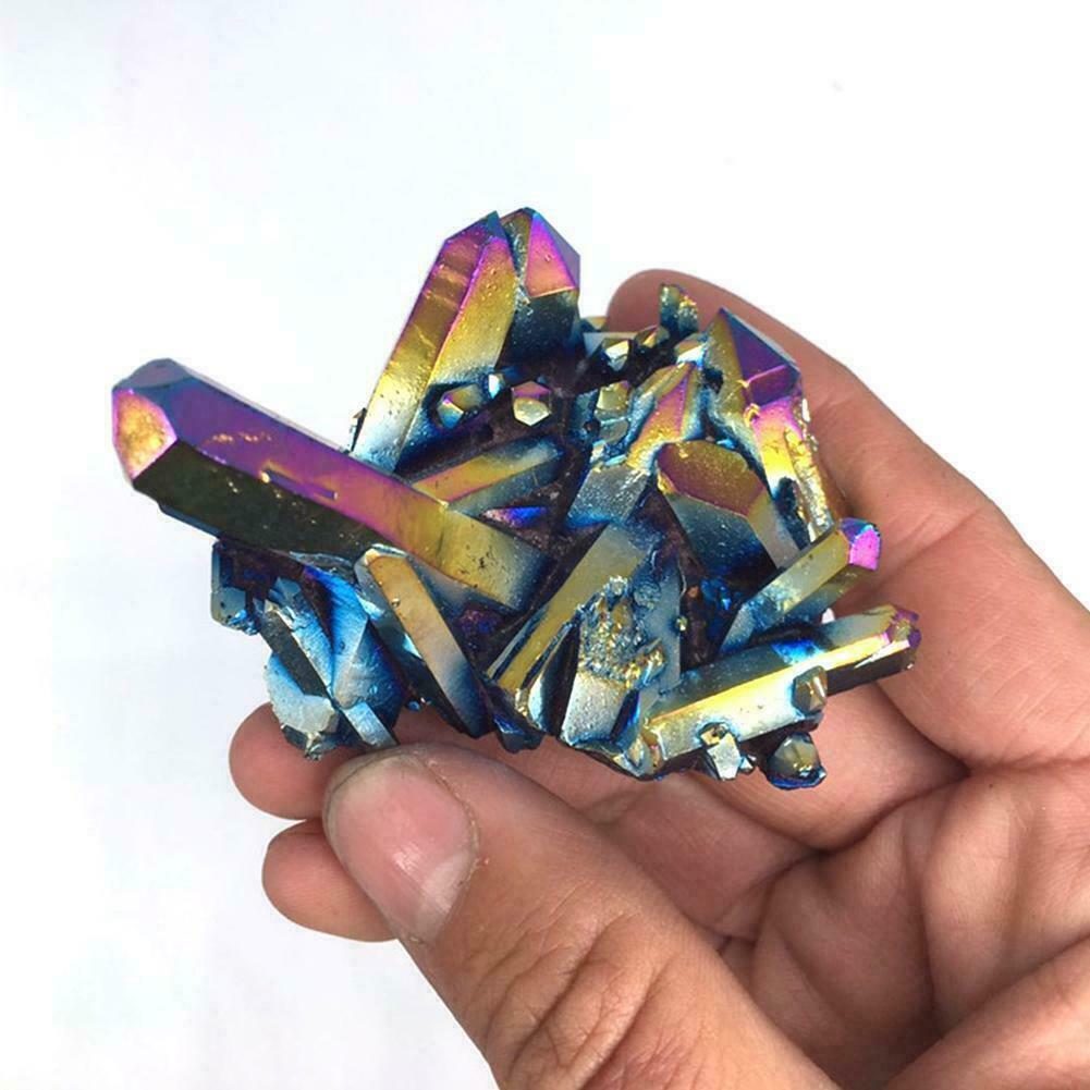 EPIC GEMS-Natural Quartz Crystal Rainbow Titanium Cluster Mineral Specimen 15g
