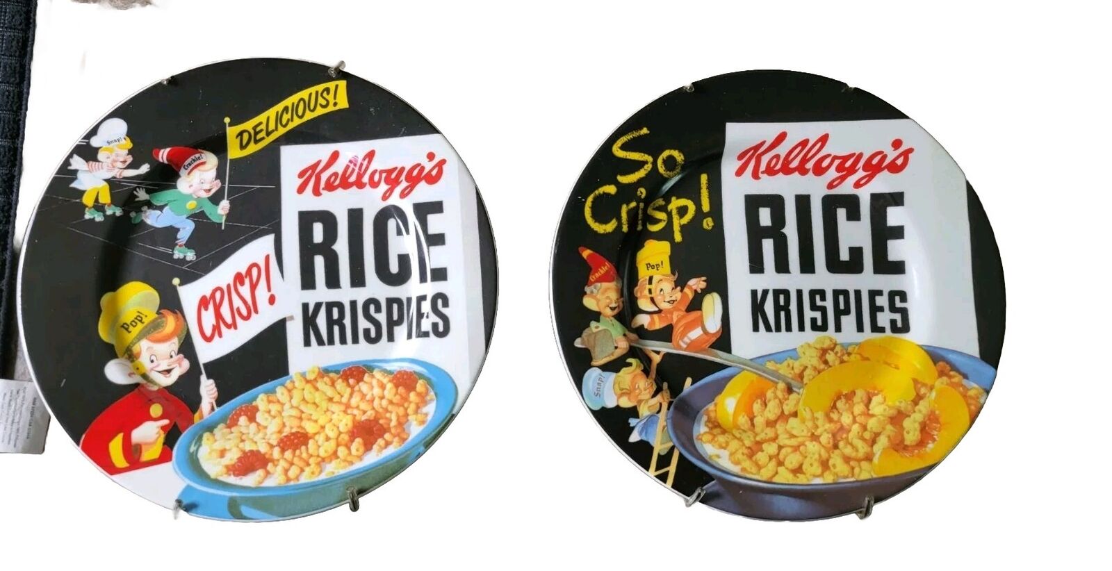VINTAGE Kellogg\'s (2005) Rice Krispies Advertising Plate Set w/ Wall Hangers