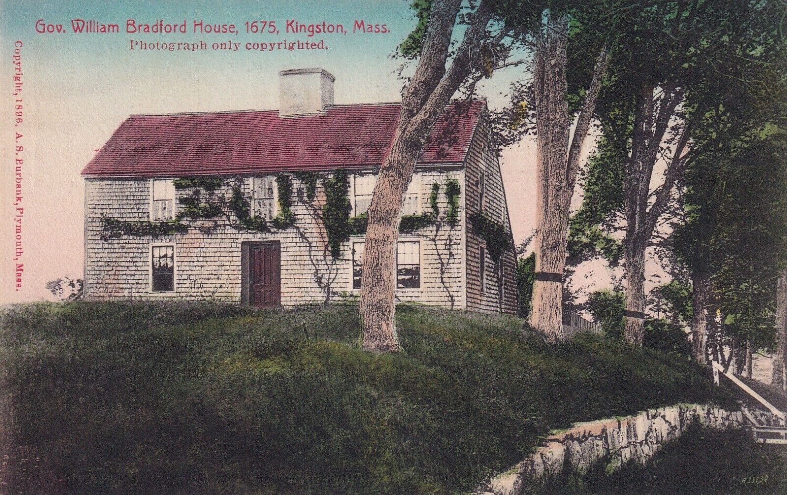 Postcard MA Kingston Massachusetts Gov William Bradford House c.1900s H3