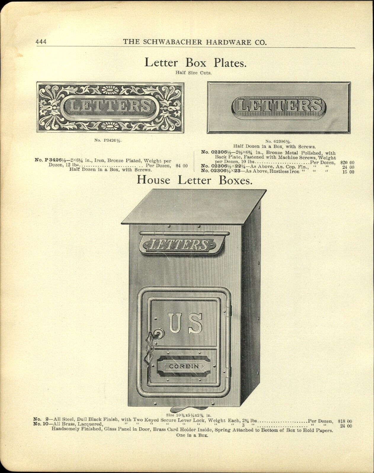 ca 1903 PAPER AD Corbin Brand House Mail Letter Mail Box Mailbox 
