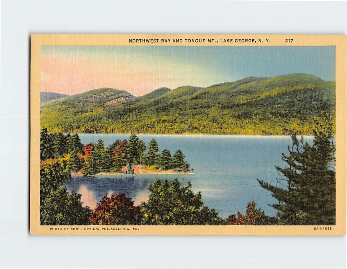 Postcard Northwest Bay And Tongue Mt. Lake George New York USA