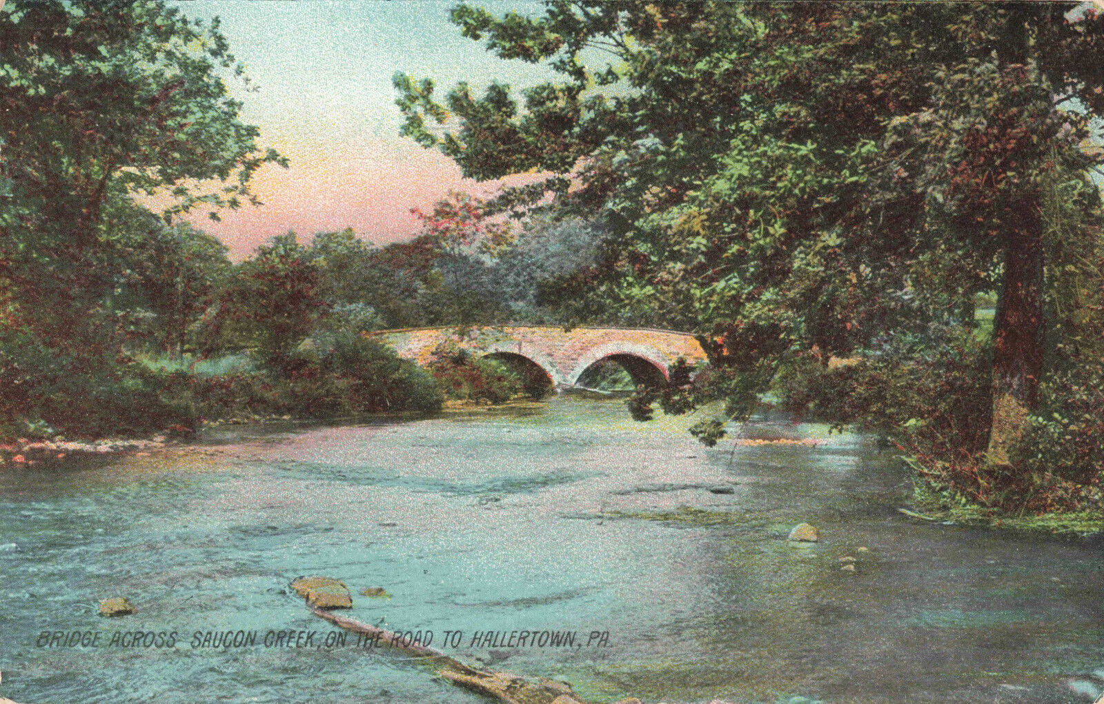Postcard Pennsylvania Bridge Over Saucon Creek Hellertown PA UDB
