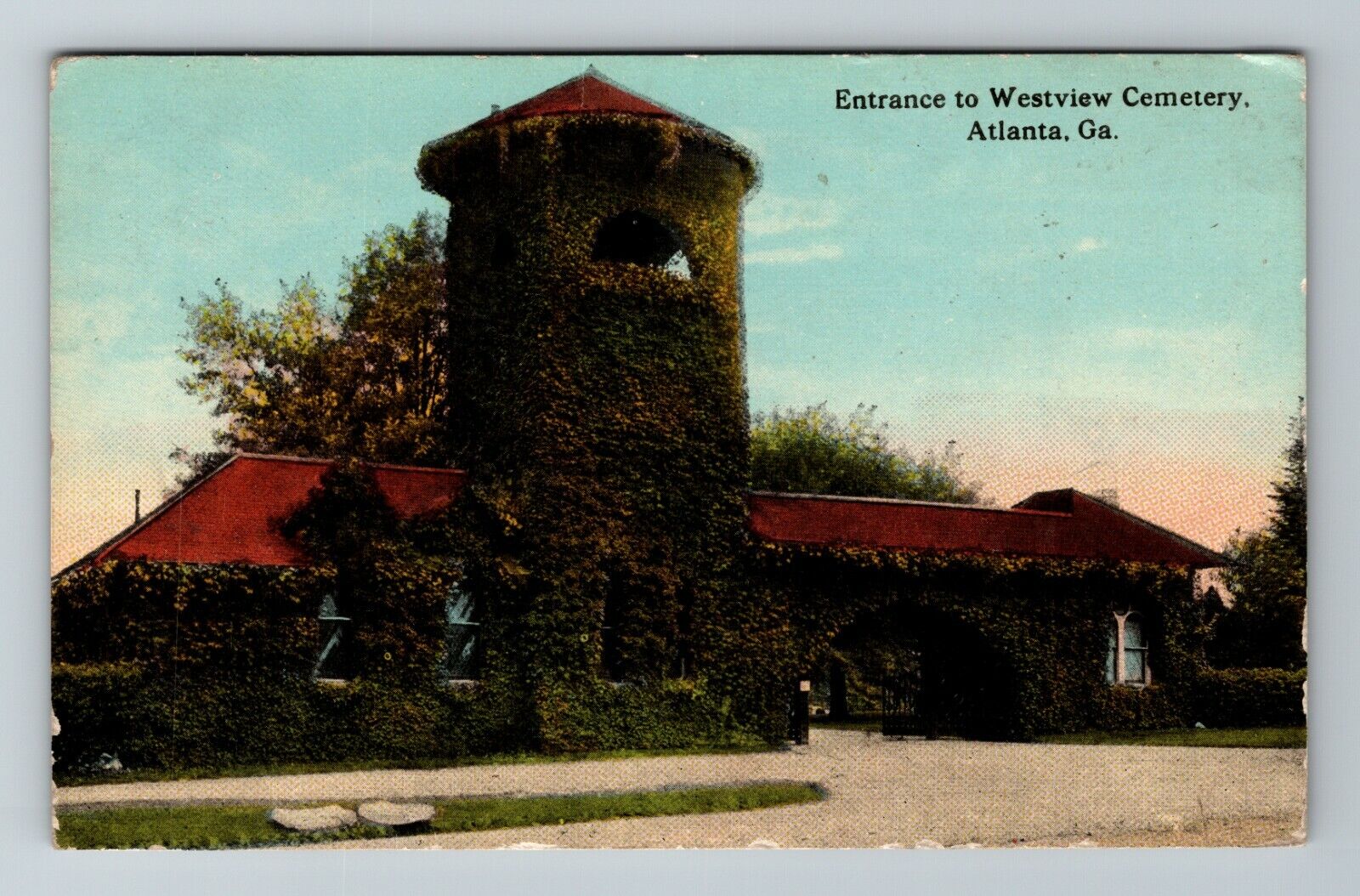 Atlanta GA-Georgia, Entrance to Westview Cemetery, c1913 Vintage Postcard