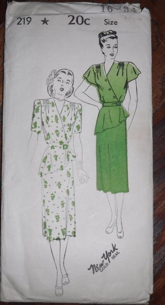 Vintage 1940\'s New York Gold Seal Pattern Women\'s Dress Size 16-34