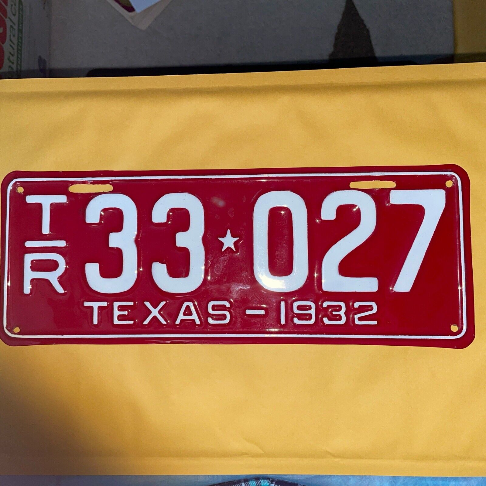 Price Drop‼️1932-Texas trailer license plate, original restored correct color