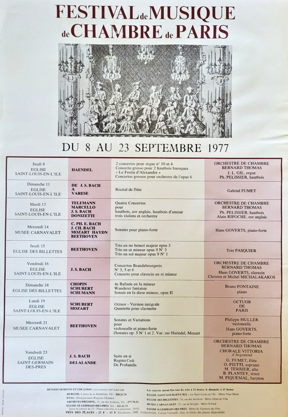 Festival Music Of Chamber de Paris - Poster Original - Rare -