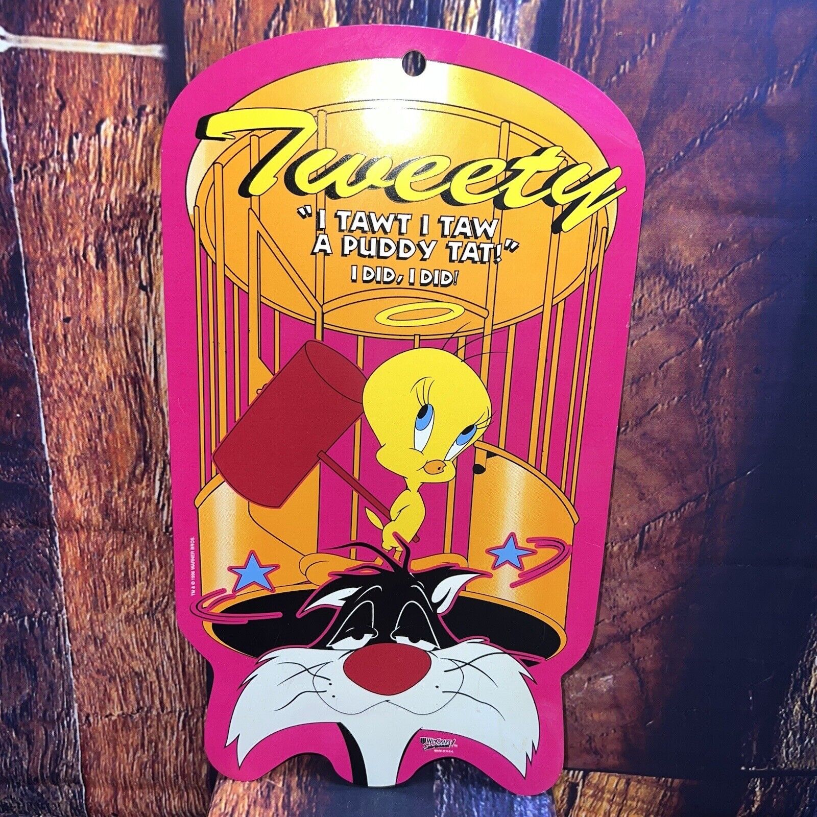 VTG Looney Tunes Tweety Sylvester I Tawt I Taw A Puddy Tat Rare Plastic Sign