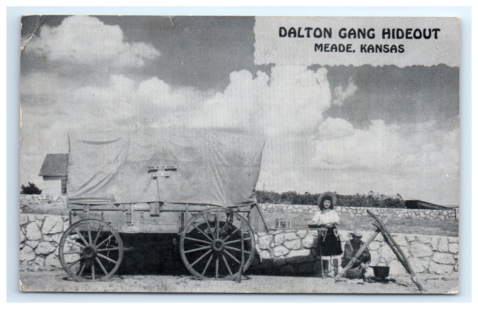 Postcard Dalton Gang Hideout Meade Kansas Posted 1944 Chuck Wagon Big Spring Ran