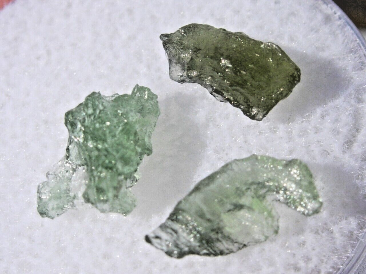 1.85 carats for all 3 MOLDAVITES from Czech Republic from impact with a COA