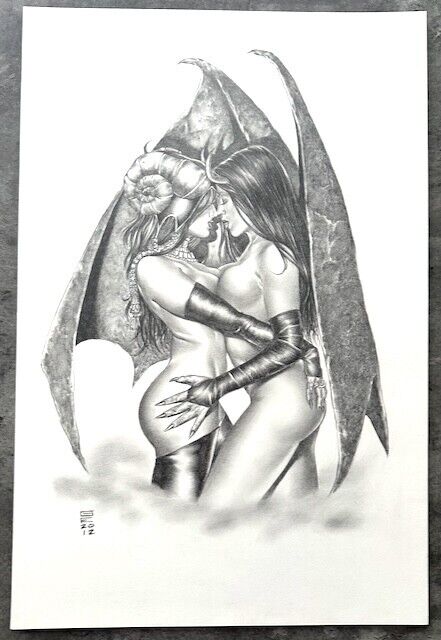 Gene Espy Risque Tarot Witch Of The Black Rose/Purgatori Pencil Commission 13X19
